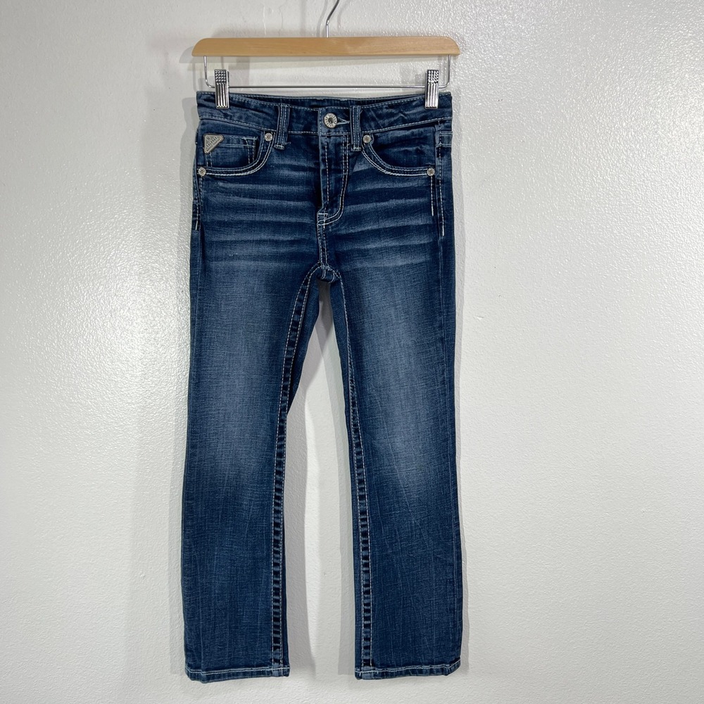 Salvage Supply Co Chaos Boot Jeans Youth‎ Regular Dark Wash Blue Denim Buckle 12